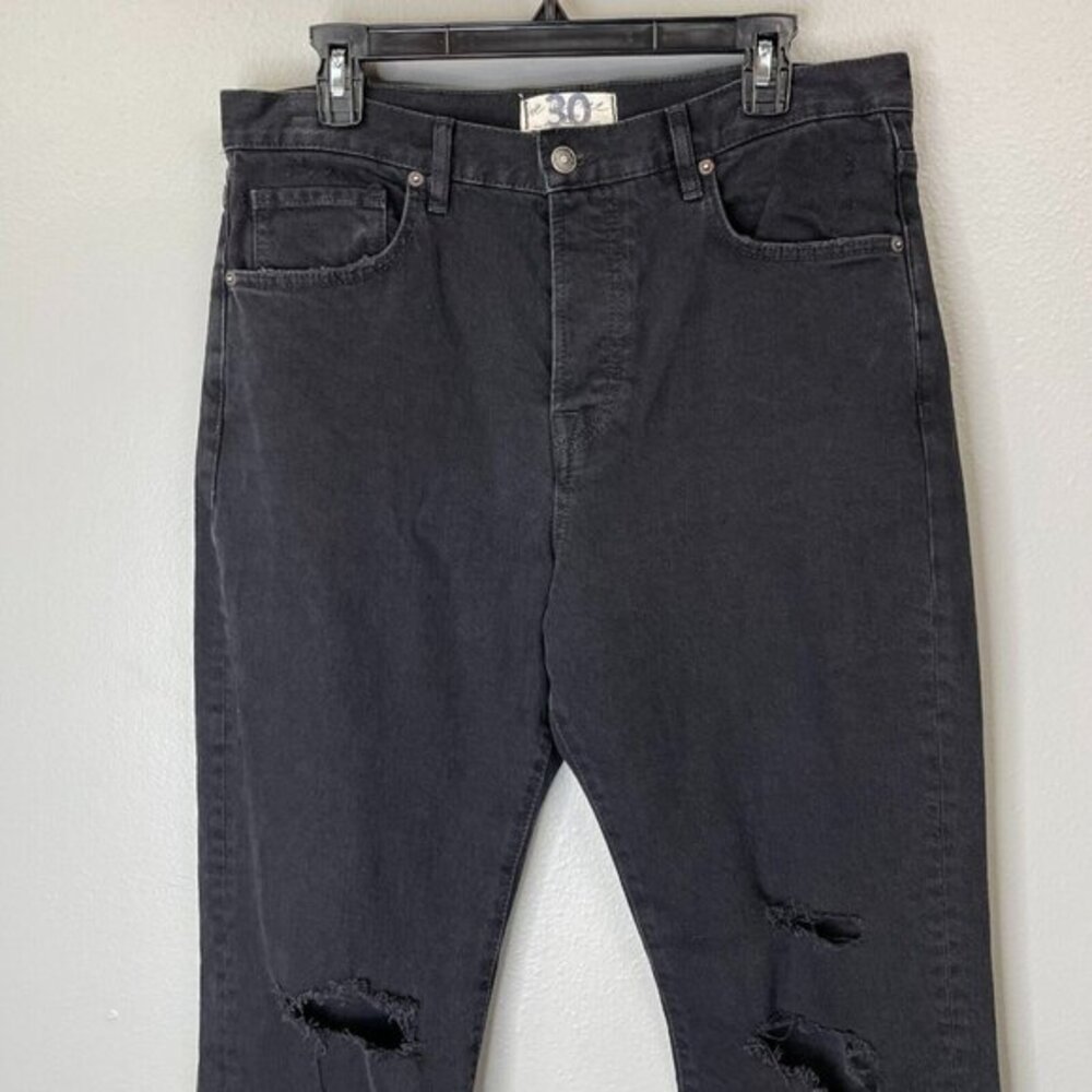 Free People Bren Boyfriend Jeans Womens 30 Black Magic High Rise Straight Leg - Picture 2 of 10